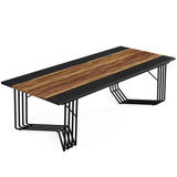 Tribesigns 78.74-Inch Conference Table, 6.56 ft 2 Person Desk Home Office Desk with Sturdy Geometric Metal Frame, Meeting Table Business Seminar Table for 8-10 People, Rustic Brown & Black Tribesigns