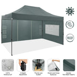COBIZI 10x15 Pop Up Canopy with 4 Sidewall,Heavy Duty Canopy UPF 50+ All Season Wind Waterproof Commercial Outdoor Wedding Party Tents for Parties Gazebo with Carry Bag(10 x 15 ft Gray) COBIZI