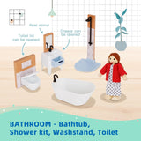 OOOK Wooden Dollhouse for Kids, Doll House with Simulated Luxury Furniture Set, Dollhouse Playset Gifts for Girls Toddlers (Including 4 Family Dolls OOOK