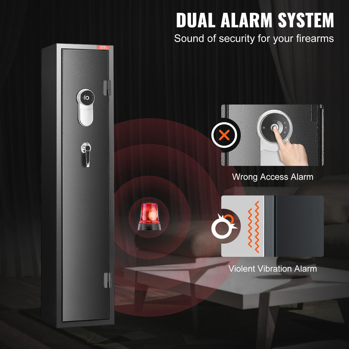 VEVOR 5 Rifles Gun Safe, Rifle Safe with Fingerprint Lock, Quick Access Gun Storage Cabinet for Shotguns with Removable Shelf & Pistol Rack