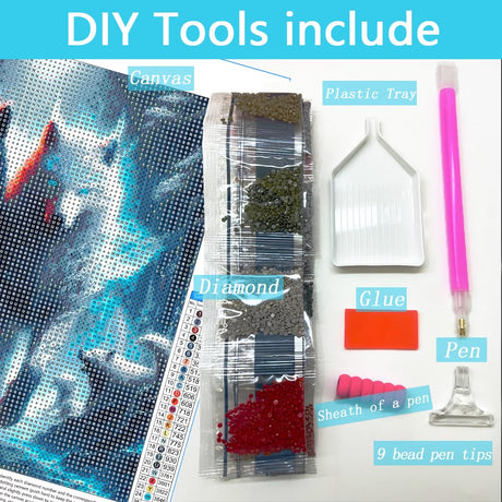 AMORARS Wolf Diamond Painting Kit for Adults, Animal Diamond Art Beginners - DIY Full Diamond Dot Gem Art Paintings, Suitable Gifts, and Home Decoration Crafts, 12x12Inch AMORARS