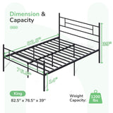 Novilla Metal King Size Bed Frame with Headboard and Footboard, 14 Inch Platform Bed Frame with Storage No Box Spring Needed, Strong Metal Slats Support Novilla