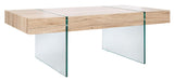 SAFAVIEH Home Collection – Jacob Natural Rectangular Floating Coffee Table with Glass Legs, Modern Architectural Design (COF7001C) SAFAVIEH