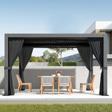 LVUYOYO Louvered Pergola 10' x 13', Outdoor Pergola with Adjustable Roof, Aluminum Frame Pergola with Curtains and Netting, Hardtop Metal Gazebo for Patio, Backyard, Garden, Deck (Black) LVUYOYO