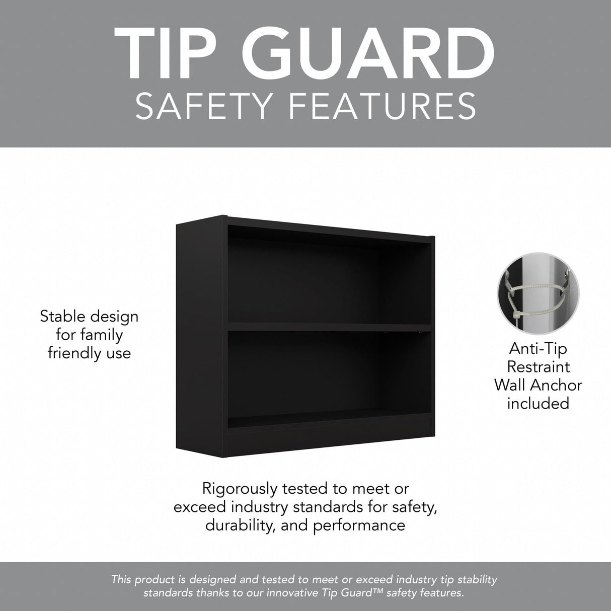 Bush Furniture Universal Black 2 Shelf Bookcase Set - Versatile Storage and Display for Home Office or Living Room Bush Business Furniture