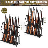 Gun Racks,Wooden Indoor Rifle Racks,Floor Standing Shotgun Rack Indoor, Gun Display Rack Storage Holder for Home or Garage Gun Storage Black - Holds up to 10 Long Guns Shinoske