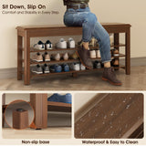 Shoe Bench for Entryway Wood Shoe Rack Bench with Storage 3-Tier Adjustable Shelf Holds up to 550lbs Indoor Bench for Small Spaces, Bedroom, Hallway, Front Door Entrance IUNVR