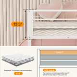 IKIFLY Full Over Full Bunk Beds with 2 Storage Drawers, Heavy Duty Metal Bunk Bed with LED Lights and Charging Station, Safety Guardrail & 2 Ladders, Space-Saving, No Box Spring Needed, White IKIFLY