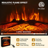 BREEZEHEAT 58inch Electric Fireplace TV Stand for 65'' TV-Entertainment Center with 18'' Fireplace and Led Light-TV Console with Glass Shelves, Power Outlets, Remote Control (Black Marble) BREEZEHEAT