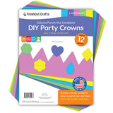 264pcs DIY Party Crown Kit – Makes 12 Princess King Children's Party Crowns, US Made HAPPY Colored Card Stock Easy Punch Out Craft for Royal Themed Birthday Party, Play Dates, Children's Theater Plays FreshCut Crafts