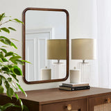Wood Bathroom Mirror for Wall,Brown Rectangle 24 x 36 inch Hanging Vanity Tempered Mirrors with Rounded Corner for Living Room,Bedroom,Entryway (Walnut, 24x36 Inch) CULER