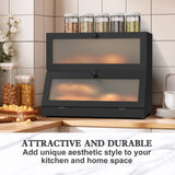 LOHASOK Double Layer Bamboo Bread Box for Kitchen Counter-Large Capacity Bread Storage Container Farmhouse Bread Box with Window Bread Holder (Black) LOHASOK