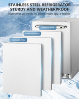 HCK Outdoor Refrigerator 24 Inch, Undercounter Refrigerators with Stainless Steel Door, 161 Can Beverage Fridge for Home Bar, Kitchen, Patio, Outdoor, Commercial Use HCK