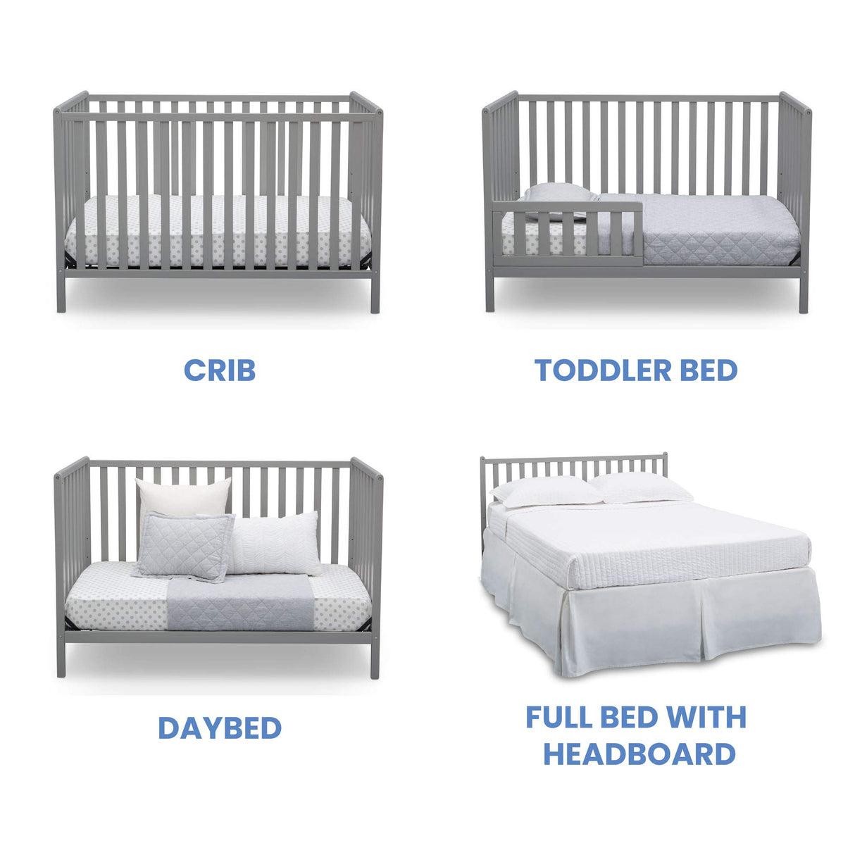 Delta Children Heartland 4-in-1 Convertible Crib - Greenguard Gold Certified, Grey Delta Children