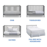 Delta Children Heartland 4-in-1 Convertible Crib - Greenguard Gold Certified, Grey Delta Children