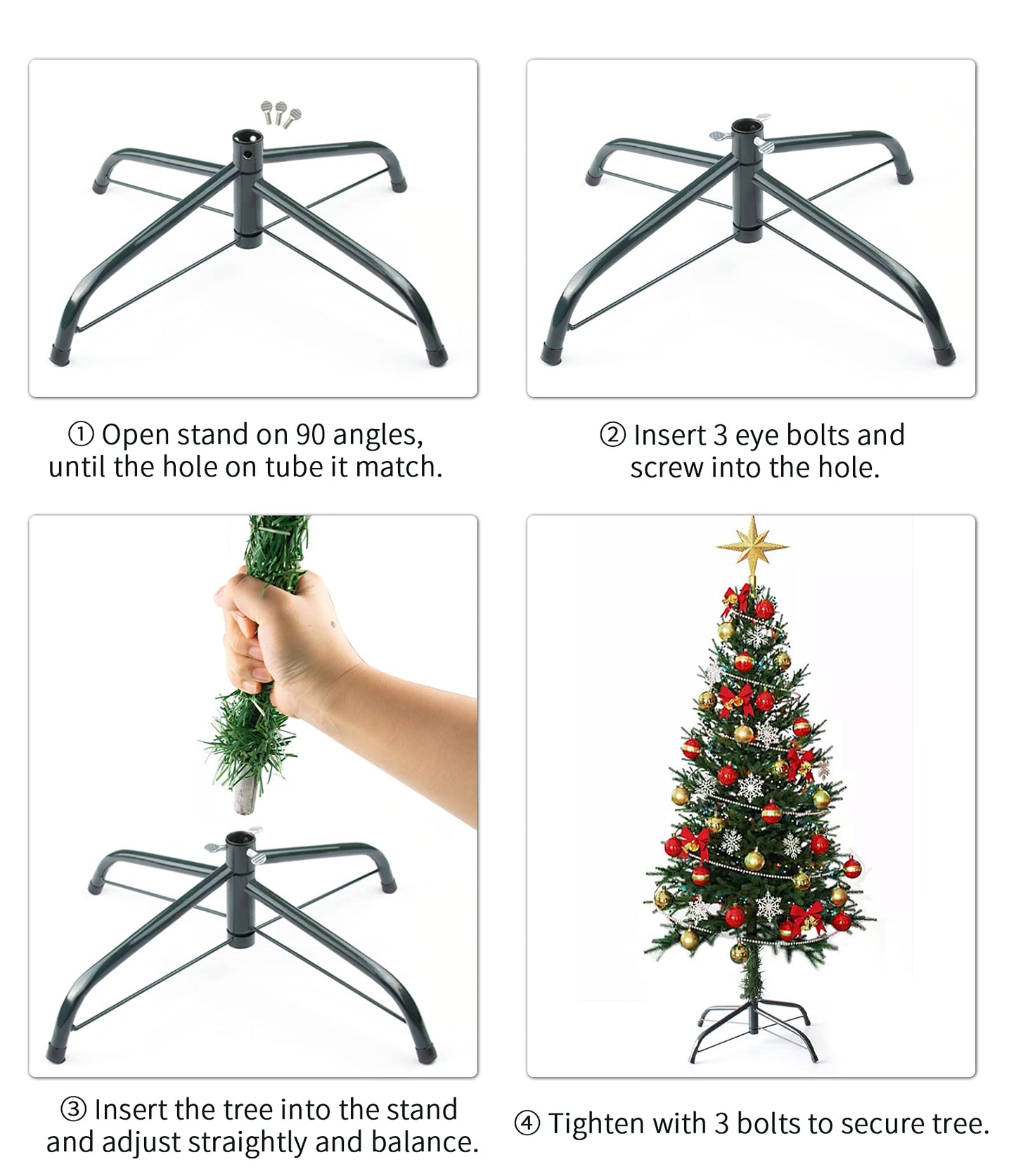 MNKXL 16 Inch Christmas Tree Stand for 4 to 10ft Christmas Trees,fits 0.9 inch Pole,Folding Christmas Tree Stand