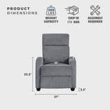 Lexicon Pushback Recliner Chair Armchair Push Back Recliner, Corduroy Chair with Solid Wood Frame and Metal Seat Base, Single Sofa Accent Chair for Living Room/Office/Apartment, Dark Grey Lexicon