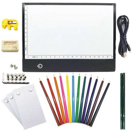 Canvall Flipbook Set for Drawing and Tracing Animation, Include: A5 LED Light Box, 540 Pages Animated Loose-Leaf Paper, 2 HB +12 Colored Drawing Pencils, Pencil Sharpener, Eraser and Screwdriver Canvall