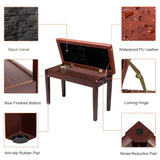 Bonnlo Brown Duet Piano Bench with Storage Compartment and Thick Cushion Hinged top Artist Duet Seat Bonnlo