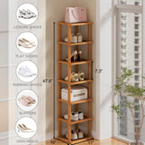 ZUJJAFY Bamboo Shoe Rack for Entryway, Vertical Shoe Rack 7-Tier Tall & Narrow Shoe Shelf for Small Spaces, Free Standing Corner Shoe Rack Organizer for Front Door Entrance Closet Bedroom and Garage ZUJJAFY