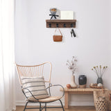 Nekon Key Holder for Wall Organization, Wooden Mail and Key Organizer for Entryway Hallway Kitchen Farmhouse, Key Holder Wall Mounted (Brown, 9.8 Inch) Nekon