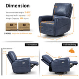 MCombo Power Swivel Rocker Recliner with Lumbar Support, Faux Leather Electric Nursery Glider Recliner Chair for Adults, 6922 (Navy Blue) MCombo