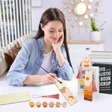 JOOZ 4 Pack Easy Paint by Numbers Kit for Adults, Wood Bookmarks Paint by Numbers for Book Lovers, DIY Mountain Sunset Moon Oil Painting by Number Bookmarks with Tassel for Gift 7x2 Inch JOOZ