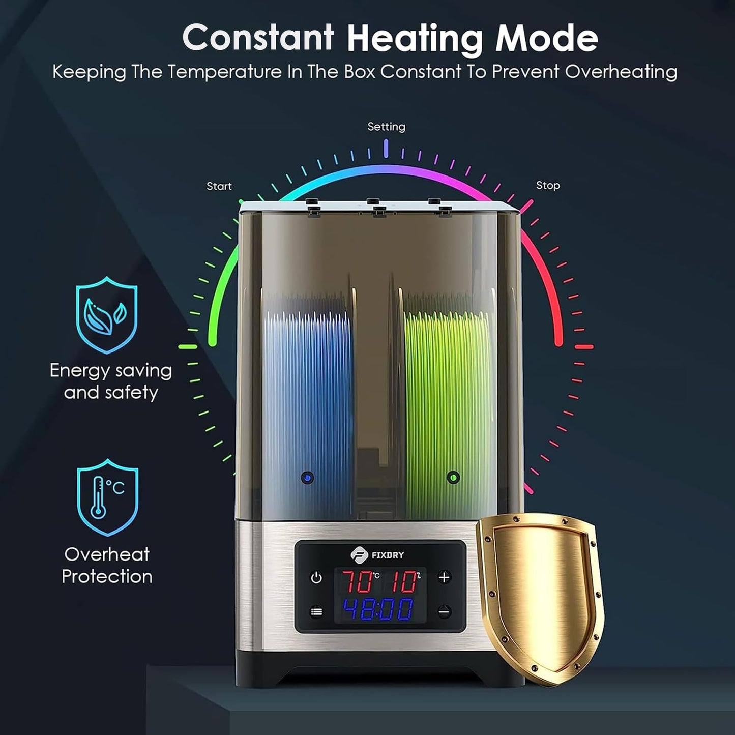 3D Printer Filament Dryer Box with Fan, Dual-Spool 110W PTC Heated Dehydrator with Closed-Loop Constant Heating, Auto Temperature Humidity Monitor Touch Screen Control Compatible with All Fil - WoodArtSupply