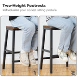 HOOBRO Bar Stools, Set of 2 Bar Chairs, 23.6 Inch Saddle Stools, Kitchen Counter Stools with Footrests, Industrial Stools for Dining Room, Kitchen, Counter, Bar, Rustic Brown and Black BF02MD01 HOOBRO