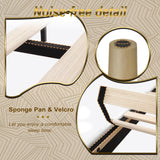 Mhjinuwet Full Size Bed Frame, Velvet Upholstered Platform with Headboard, Easy Assembly, No Box Spring Needed, Non-Slip and Noise-Free with Strong Wooden Slats (Beige, Full) Mhjinuwet