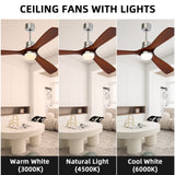 Obabala 52'' Ceiling Fan Outdoor Ceiling Fan with LED Light Remote Control for Patios Modern Ceiling Fan Reversible DC Motor and Brushed Nickel Obabala