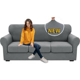XINEAGE 2024 Newest 4 Pieces Couch Covers for 3 Cushion Couch Super Stretch Thick Soft Sofa Cover Anti Slip Sofa Slipcover Dogs Cats Furniture Protector (Light Gray, 71"-91") XINEAGE