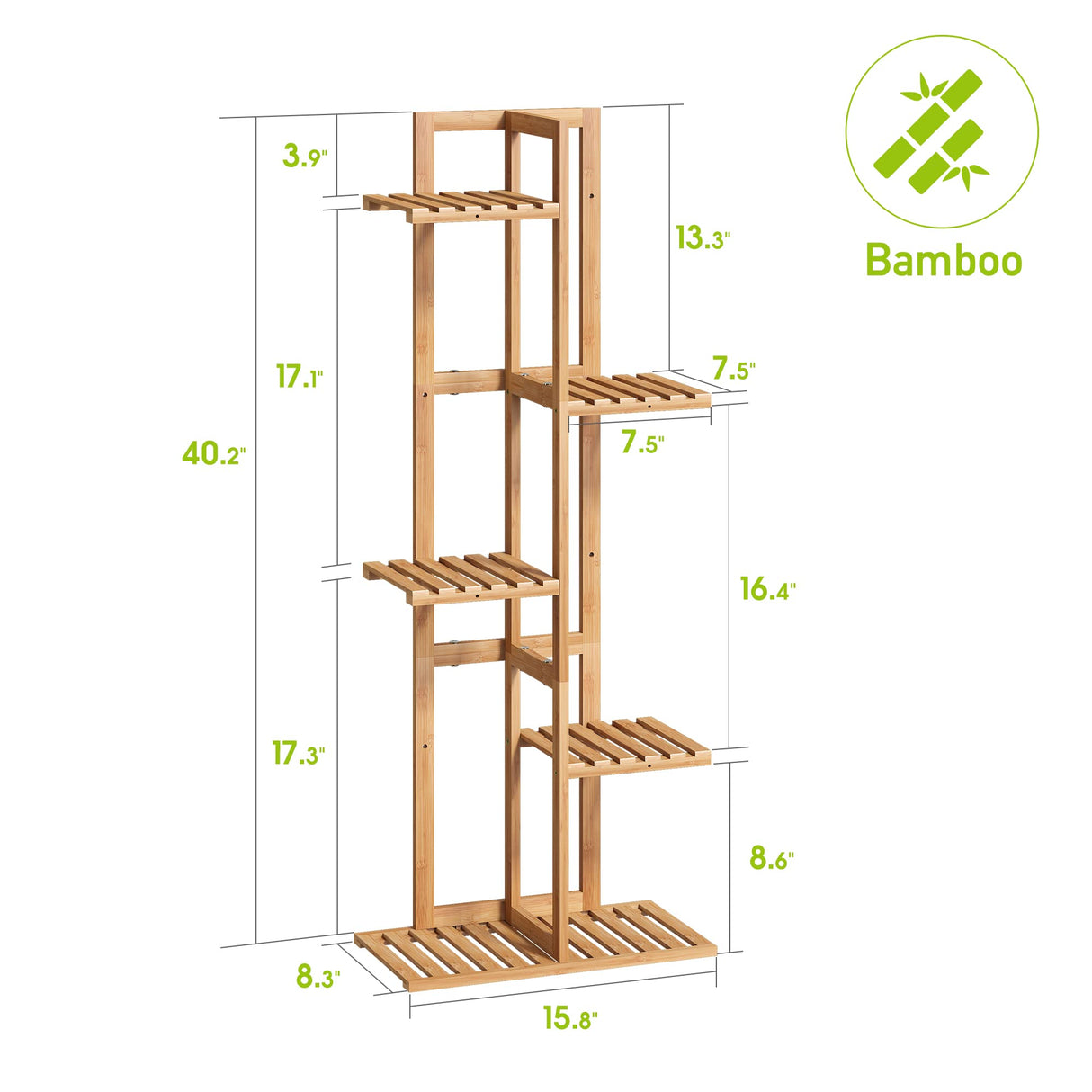 BMOSU Bamboo Plant Stand For Indoor Outdoor Plants Corner Plant Shelf Flower Stands Tall Plant Shelf 6 Potted Holder Shelf Plant Rack Potted Plant Holder Display Rack For Balcony Bedroom Living BMOSU