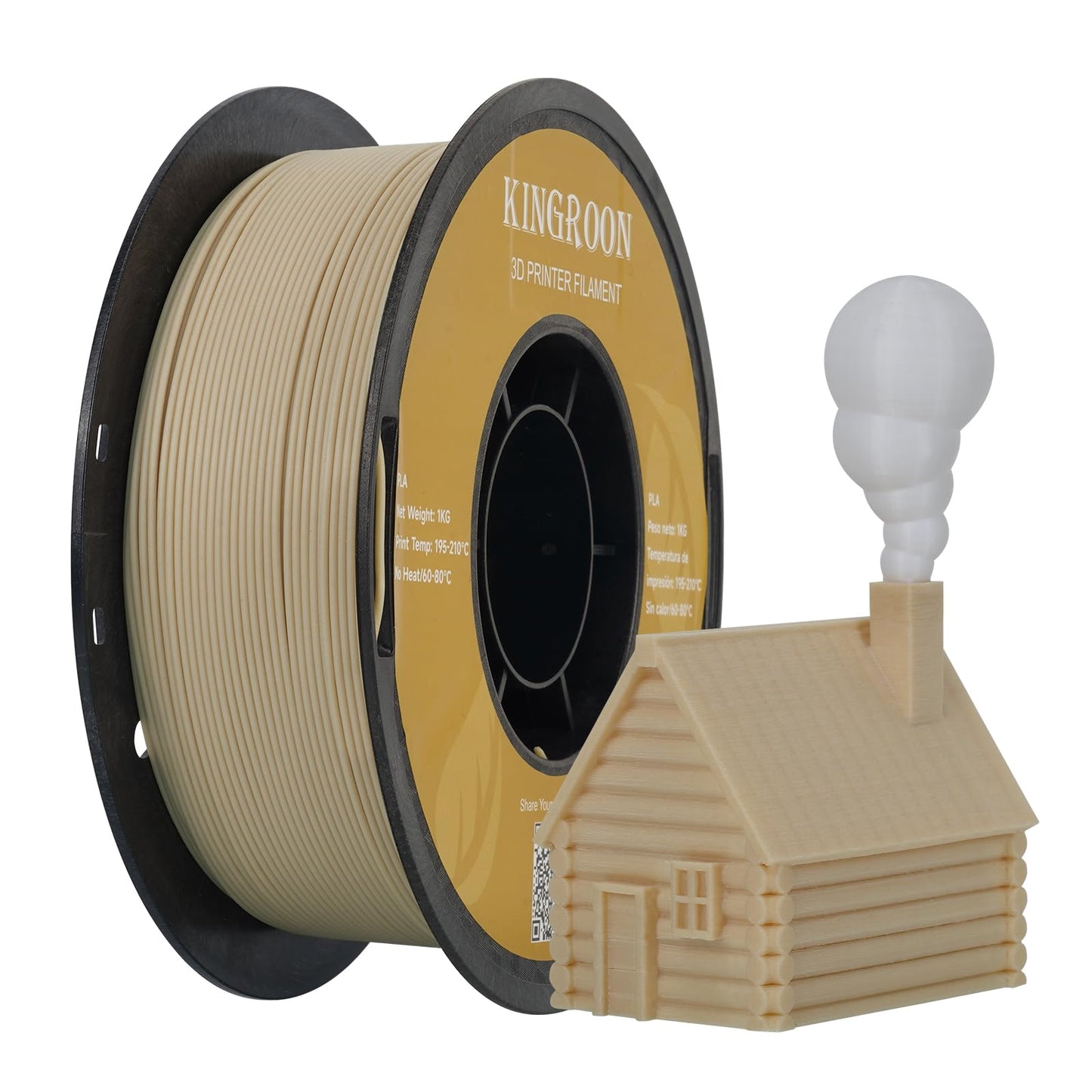 Kingroon PLA 3D Printer Filament, Dimensional Accuracy +/- 0.02 mm, 1 kg Spool(2.2lbs), 1.75 mm,Wood - WoodArtSupply