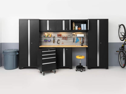 ‎‎‎NewAge Products Garage Cabinet Bold Series 10 PC Set Black Include Worktops, LED Lights, 72in. Backsplash, 3 x Wall, Two-Door Base and Rolling Tool Cabinets, 2 x Multi-Use Lockers, 63112 - WoodArtSupply