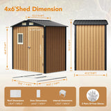 Panovue 6X4FT Garden Storage Shed with Frame Floor & Lockable Door,Steel Tool Shed with 1 Clear Window, Anti-Corrosion Metal Shed for Backyard Patio Lawn (Light Wood Grain) Panovue