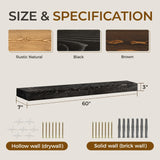 YLYHSST 60" Fireplace Mantel, 3'' Thick Handmade Rustic Solid Wood - Wall Long Floating Shelf with Invisible Metal Bracket, Black YLYHSST