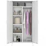 MIOCASA Metal Armoire, Wardrobe Closet Cabinet with 1 Hanging Rod and 4 Shelves Steel Storage Locker Clothes Organizer for Bedroom, Changing Room, Laundry Room, Office - White MIOCASA