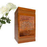 Vocpy Handmade Solid Wooden Urn, Urns for Human Ashes Adult Male or Female, 250lbs Engraved Tree of Life Cremation Urns Box(Tree of Life) Vocpy
