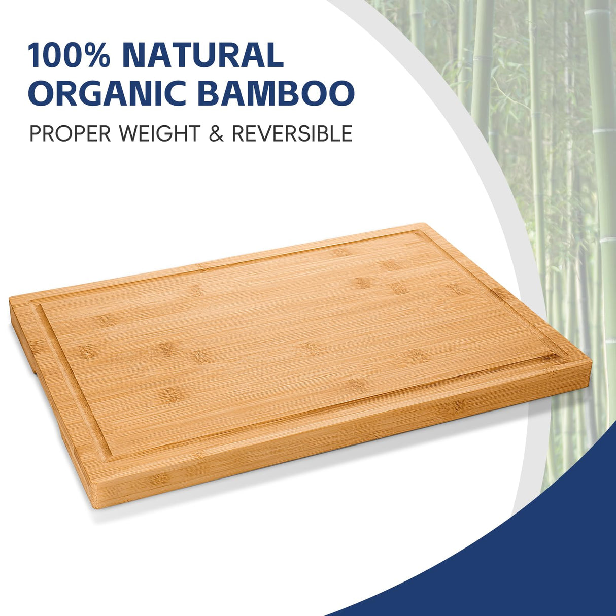 Hiware Wood Cutting Boards for Kitchen, Heavy Duty Bamboo Cutting Board with Juice Groove, Bamboo Chopping Board Set for Meat, Vegetables - Set of 3 HIWARE