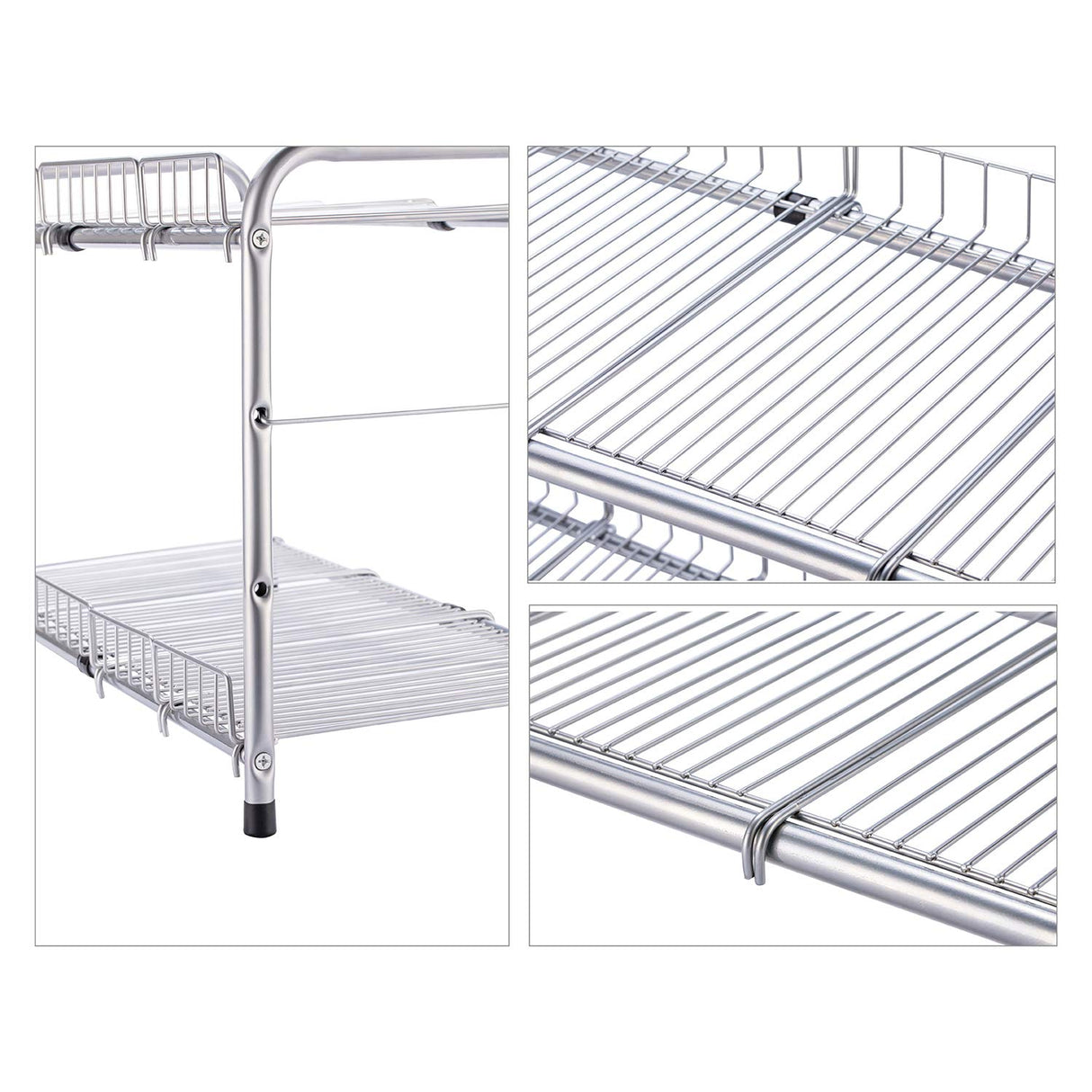 FlagShip 2 Tier Under Sink Organizers and Storage Rack Expandable Cabinet Shelf for Kitchen Bathroom Silver (17-25 inches) FlagShip