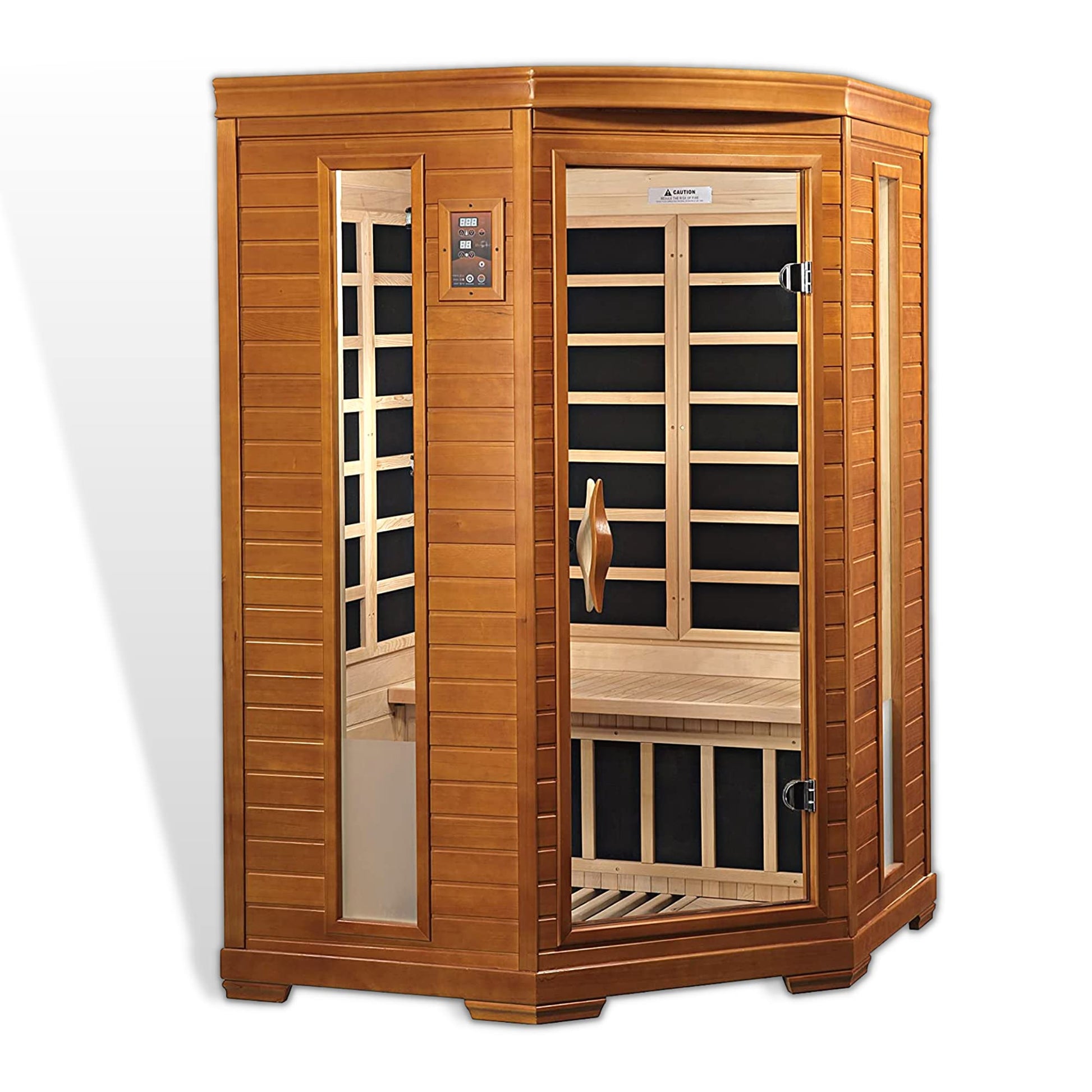 Dynamic Hemming 2 Person Infrared Corner Sauna for Home, Low EMF Indoor Saunas Full Size Indoor Personal Spa 49" x 48" x 76" - WoodArtSupply