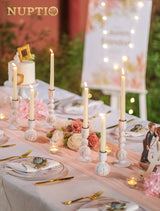 NUPTIO Taper Candle Holders Decor: Set of 3 Wooden Candlestick Holders Mantel Decor - Boho Farmhouse Rustic White NUPTIO