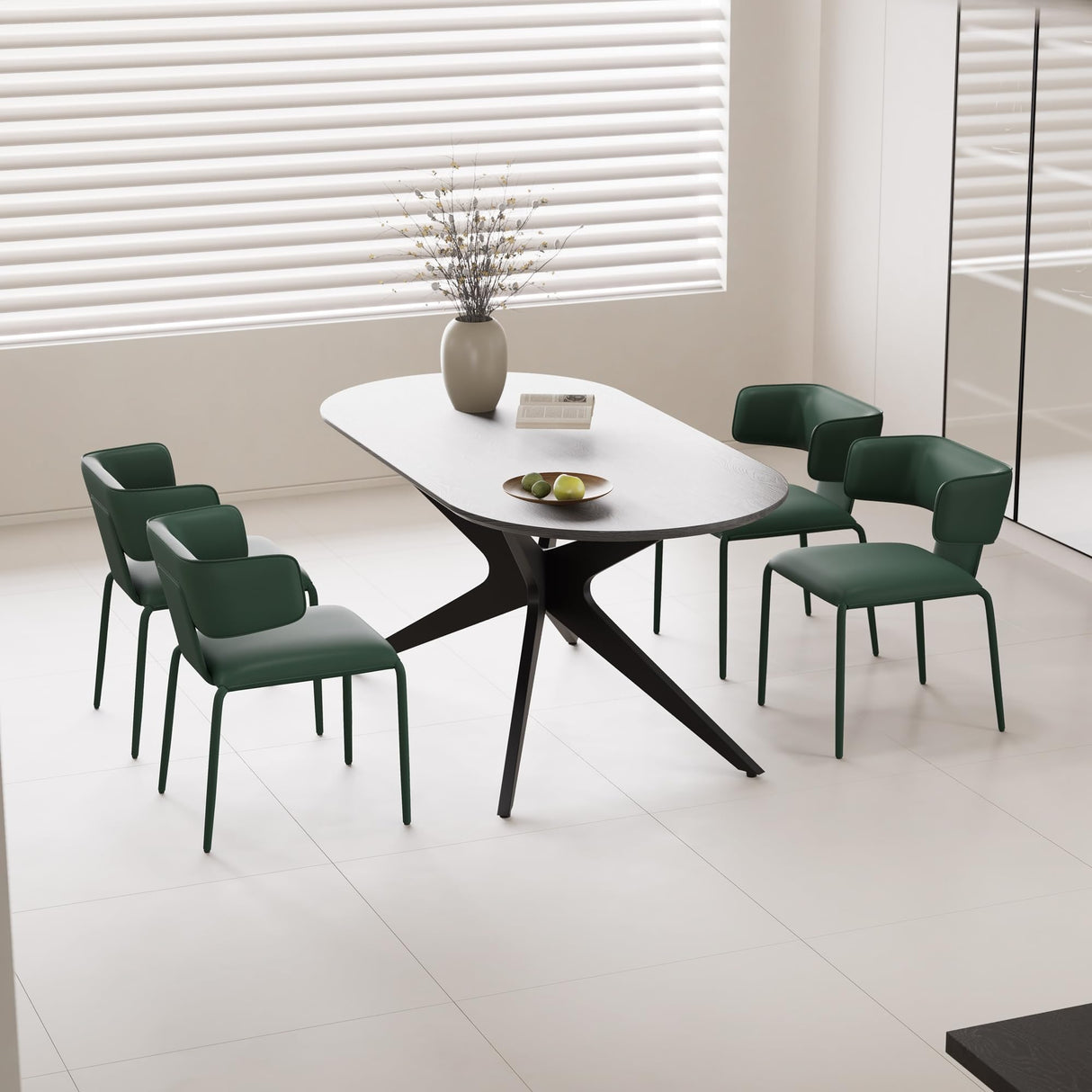 Kidol & Shellder Rectangular Dining Table for 4-6 People 69.4" Farmhouse Kitchen Table with Metal Cross Legs & Oval Corners Modern Industrial Style for Kitchen Dining Room Living Room Black Kidol & Shellder