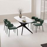 Kidol & Shellder Rectangular Dining Table for 4-6 People 69.4" Farmhouse Kitchen Table with Metal Cross Legs & Oval Corners Modern Industrial Style for Kitchen Dining Room Living Room Black Kidol & Shellder