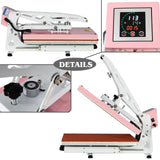 16x24 Inch Heat Press, 110V 2000W High Pressure Clamshell Heat Press Machine for T-Shirt, Professional Digital Control Heat Transfer Machine for Sublimation, Fast Heating and Sliding Base Design, Pink Anranni