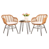Tappio 3 Piece Outdoor Wicker Furniture Patio Bistro Set, Balcony Furniture Rattan Conversation Sets with Cushions, Wicker Patio Chairs Patio Furniture Set for Outdoor Poolside Garden, Beige Tappio