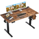 Sweetcrispy Standing Desk Adjustable Height, 63inch Electric Sit Stand up Desk for Home Office, Modern Rising Work Table for Computer Laptop, Lift Gaming Desk Sturdy Ergonomic Workstation, Rust Brown Sweetcrispy