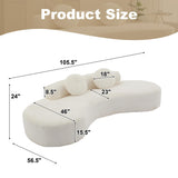 106'' Oversize Sponge Curved Sofa,Modern Minimalist Corduroy Anti-Wrinkle Sofa,Cloud Couch 3-Seater Couch w/2 Pillows (Beige) BUIORD