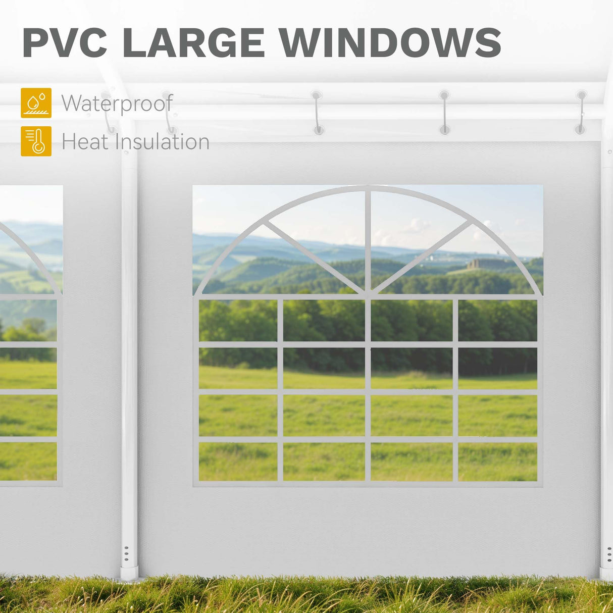 DWVO 20x30FT Heavy Duty Party PVC White Tent Wedding Event Shelters Upgraded Galvanized Ripple Canopy with Large Roof Removable Sidewalls & 3 Storage Bags 600D Oxford Commercial DWVO